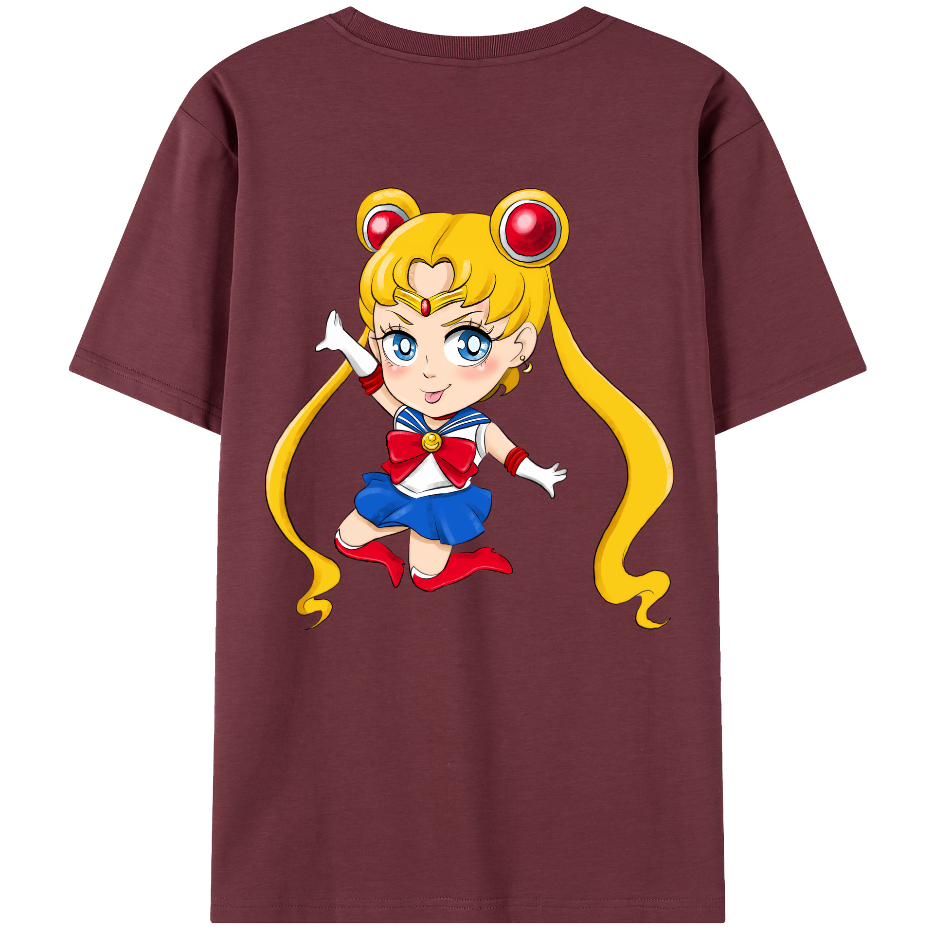 （画像用） 美少女戦士セーラームーン 月野 うさぎ つきの うさぎ Sailor Moon Tsukino Usagi 綿100％半袖Tシャツ（背面プリント）